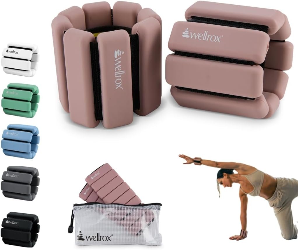 51A2M3mrdeL._AC_SL1080_.jpg Weighted Bangles – Adjustable Ankle and Wrist Weights for Women & Men – Set of Ankle Weights 2 lbs (1 lb Each Wrist Weight) | Weighted Arm Bands for Pilates, Yoga, Running & Walking - Image 1