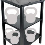 Black adjustable dumbbell rack. Multi-functional fitness equipment storage rack, storage and organization device for adjustable weight in home gym, with anti-slip base and anti-tip safety device