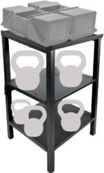 Black adjustable dumbbell rack. Multi-functional fitness equipment storage rack, storage and organization device for adjustable weight in home gym, with anti-slip base and anti-tip safety device