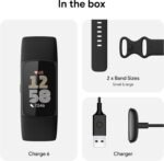 Fitbit Charge 6 Fitness Tracker with Google apps, Heart Rate on Exercise Equipment, 6-Months Premium Membership Included, GPS, Health Tools and More, Obsidian/Black, One Size (S & L Bands Included) - Image 8