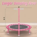 Foldable Mini Trampoline, 40" Rebounder Trampoline for Adults & Kids, 450lbs Capacity with T-Shaped Adjustable Bar, Indoor Fitness Workout Exercise Equipment - Image 9