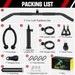 RENRANRING Pulley System, Weight Cable Pulley System for Home Gym,Cable Machine Attachment with 2 in 1 LAT Pull Down Bar,Tricep Rope,Long Strap,Exercise Handles for Biceps Curl, Forearm - Image 2