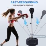 Punching Bag with Stand-Fast Bounceback to Increase Speed, Reflexes, and Stamina – Height Adjustable for Training, Boxing Equipment, Stress Relief & Fitness - Image 9