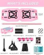 Home Gym Exercise Equipment - Portable Workout System 17 Fitness Accessories 9 in1 Push Up Board Set, Resistance Bands with Pilates Bar Strength Training Abs Shoulders - Image 6