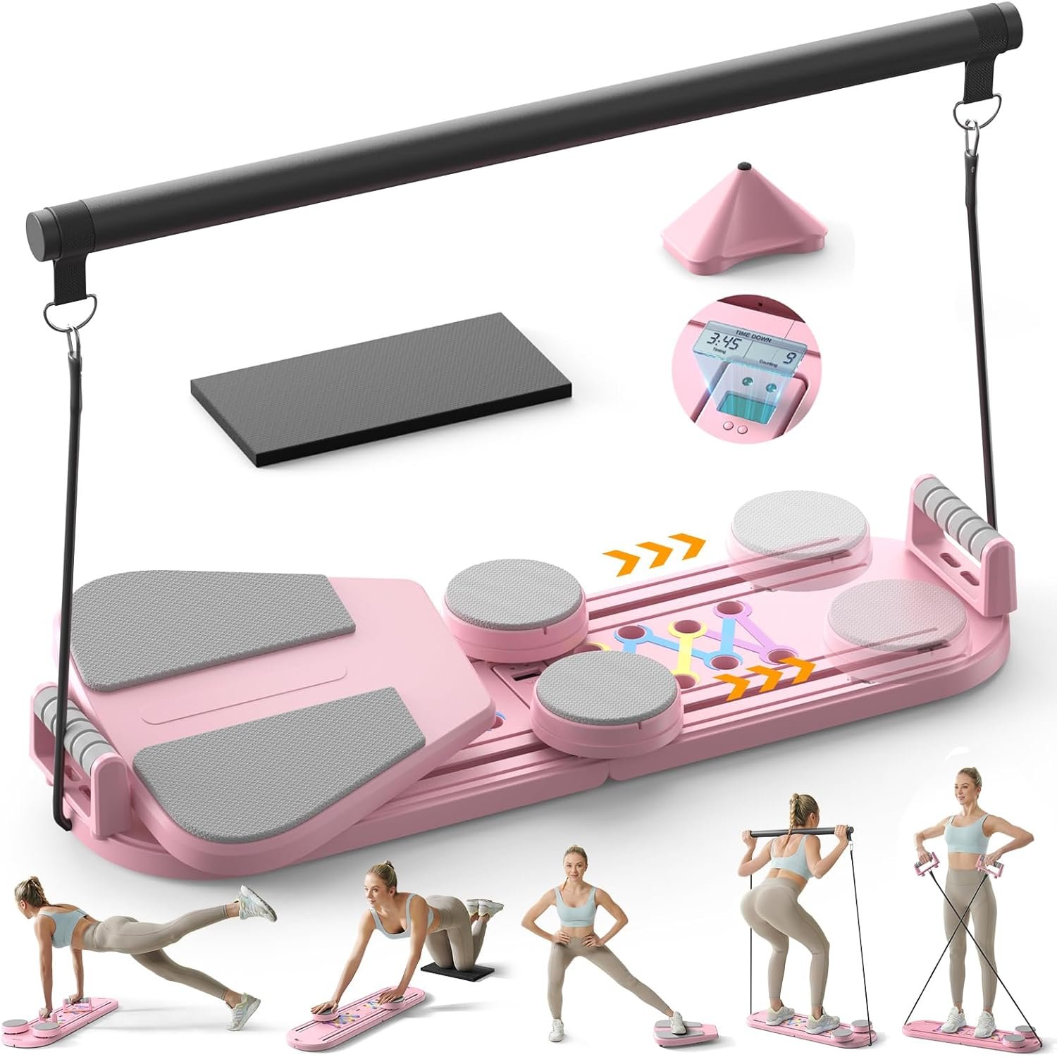 718GjFzuY1L._AC_SL1500_.jpg Pilates Board,Pilates Reformer Sets, Multifunctional Abdominal Pilates Board for Home Workout Equipment, Portable Foldable Ab Board Trainer Pilates Exercise Machine, Pilates Reformer Board for Women - Image 1