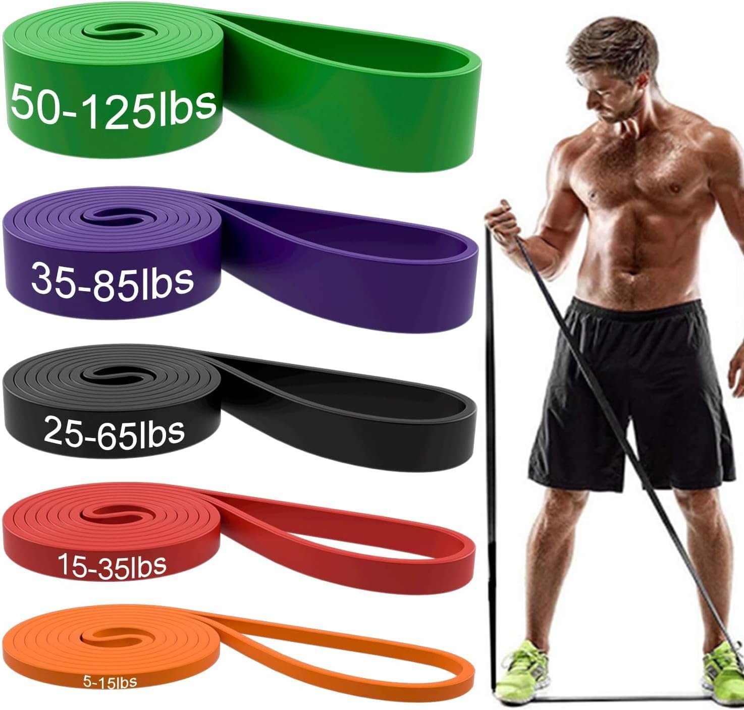 71ALgXGX21L._AC_SL1500_.jpg Resistance Bands, Pull Up Assist Bands - Workout Bands, Eexercise Bands, Long Resistance Bands Set for Working Out, Fitness, Training, Physical Therapy for Men Women - Image 1