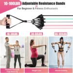 Resistance Bands with Handles for Women, 5 Level Exercise Bands Workout Bands for Physical Therapy, Yoga, Pilates, Door Anchor, Storage Pouch - Image 2