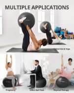 Trideer Extra Thick Yoga Ball Exercise Ball, 5 Sizes Gym Ball, Heavy Duty Ball Chair for Balance, Stability, Pregnancy, Quick Pump Included - Image 2