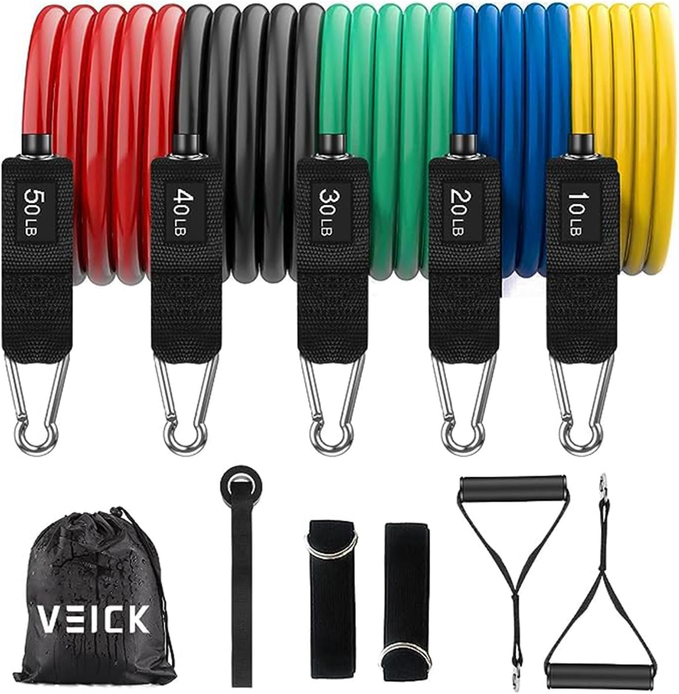 71F4LEZeoCL._AC_SL1500_.jpg VEICK Resistance Bands, Exercise Bands, Workout Bands, Resistance Bands for Working Out with Handles for Men and Women, Exercising Bands for Fitness Weights Work Out at Home - Image 1