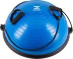 ZELUS Balance Ball Trainer with Resistance Bands and Foot Pump, Inflatable Yoga Ball for Home Gym Workouts, 23 Inch Exercise Half Ball for Balance Training Core Strength Fitness More, 330lb Cap