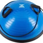 ZELUS Balance Ball Trainer with Resistance Bands and Foot Pump, Inflatable Yoga Ball for Home Gym Workouts, 23 Inch Exercise Half Ball for Balance Training Core Strength Fitness More, 330lb Cap