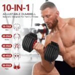Adjustable Dumbbell 55LB Single Dumbbell Weight, 10-in-1 Weight Dumbbells with Anti-Slip Metal Handle and Bicep Supports for Comprehensive Full Body Strength Training - Image 2