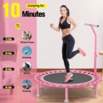 Foldable Mini Trampoline, 40" Rebounder Trampoline for Adults & Kids, 450lbs Capacity with T-Shaped Adjustable Bar, Indoor Fitness Workout Exercise Equipment - Image 7