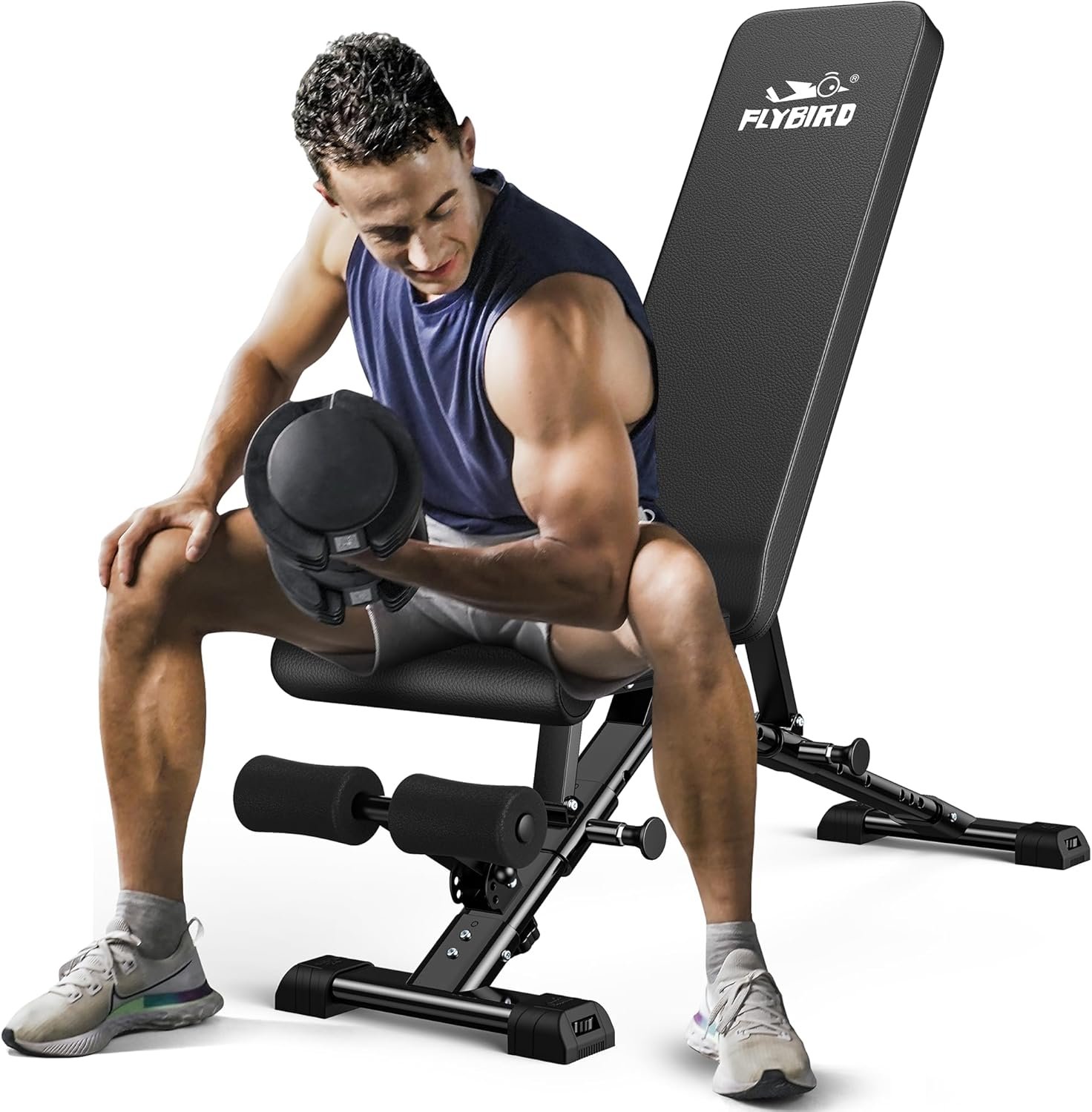 71LLGB4onjL._AC_SL1500_.jpg FLYBIRD Weight Bench, Adjustable Strength Training Bench for Full Body Workout with Fast Folding-New Version - Image 1