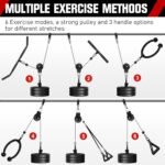 RENRANRING Pulley System, Weight Cable Pulley System for Home Gym,Cable Machine Attachment with 2 in 1 LAT Pull Down Bar,Tricep Rope,Long Strap,Exercise Handles for Biceps Curl, Forearm - Image 3
