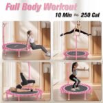 Foldable Mini Trampoline, 40" Rebounder Trampoline for Adults & Kids, 450lbs Capacity with T-Shaped Adjustable Bar, Indoor Fitness Workout Exercise Equipment - Image 8
