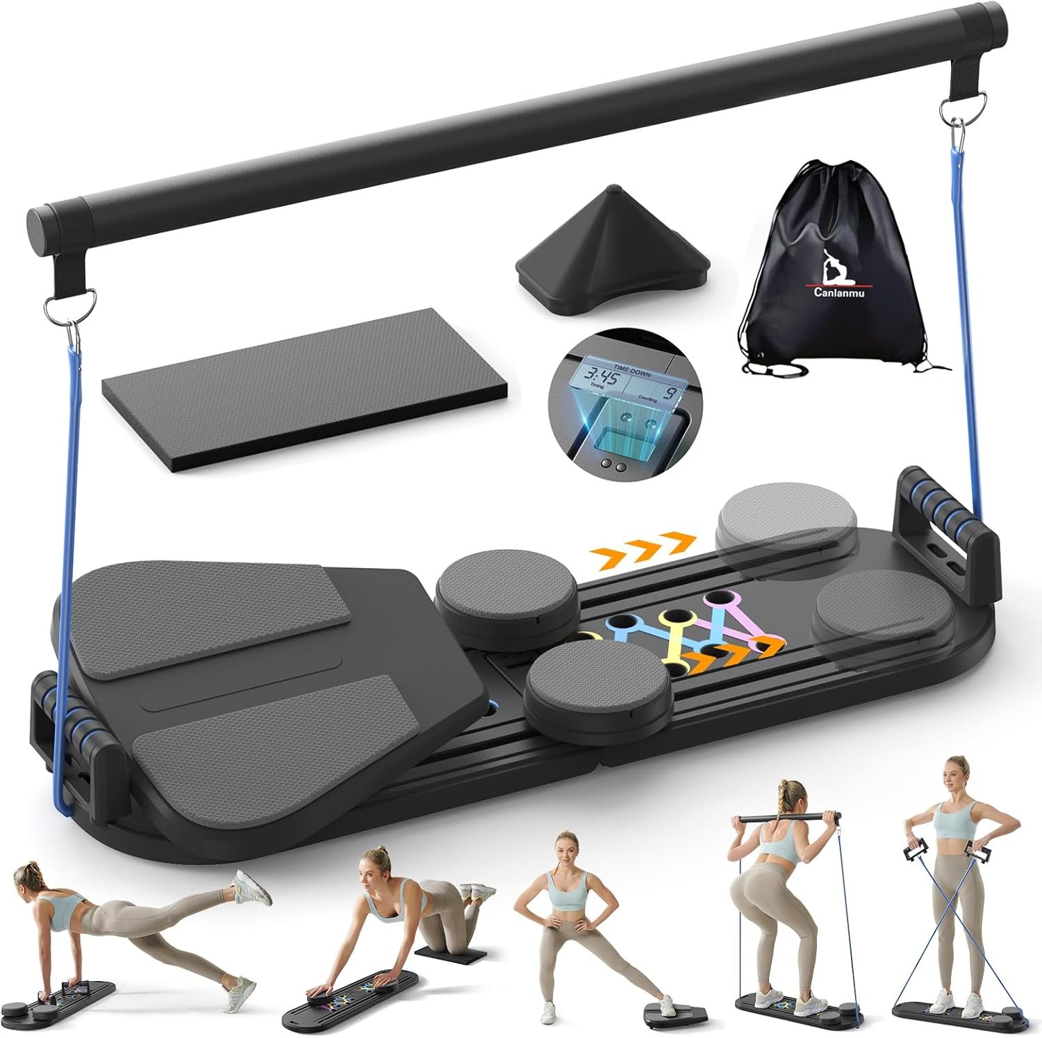 71QSg1HwevL._AC_SL1500_.jpg Pilates Board,Multifunctional Rebound Abdominal Board,Foldable Pilates Reformer Set, Ab Core Trainer Machine,Ab Exercise Board,Abs Workout Equipment for Women Home Gym Equipment - Image 1