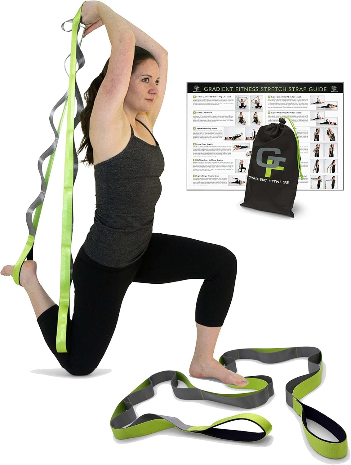 71WmJdItGeL._AC_SL1500_.jpg Gradient Fitness Stretching Strap for Physical Therapy, 12 Multi-Loop Stretch Strap 1.5" W x 8' L, Neoprene Handles, Physical Therapy Equipment, Yoga Straps for Stretching, Leg Stretcher. - Image 1