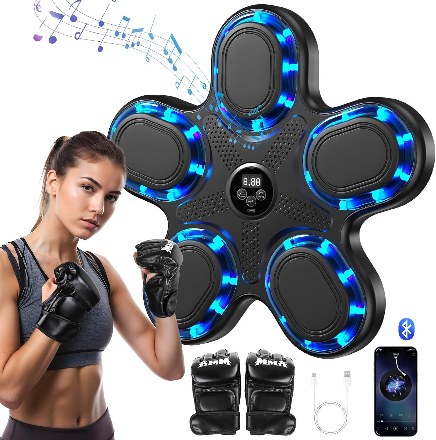 71XUF6iS-ML._AC_SL1500_.jpg 2025 Cutting-Edge Music Boxing Machine for Kids, Smart Bluetooth-Enabled Wall-Mounted Fitness Marvel with Premium Boxing Gloves, Ultimate Home Punching Workout Companion (Revolutionary Upgrade) - Image 1