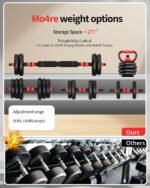 Adjustable Dumbbells,20/30/40/60/80lbs Free Weight Set with Connector, 4 in1 Dumbbells Set Used as Barbell/Kettlebells/Push up Stand, Fitness Workout Equipment for Home Gym for Youth,Women/Men - Image 4