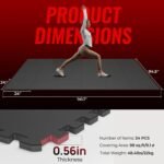 SUPERJARE 0.56'' Thick 24 Pcs 96 Sq Ft Rubber Top Exercise Equipment Mats, High Density EVA Foam Mats with Rubber Top, Interlocking Gym Flooring for Home Gym, Protective Workout Mat, Black - Image 6