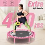 Foldable Mini Trampoline, 40" Rebounder Trampoline for Adults & Kids, 450lbs Capacity with T-Shaped Adjustable Bar, Indoor Fitness Workout Exercise Equipment - Image 2
