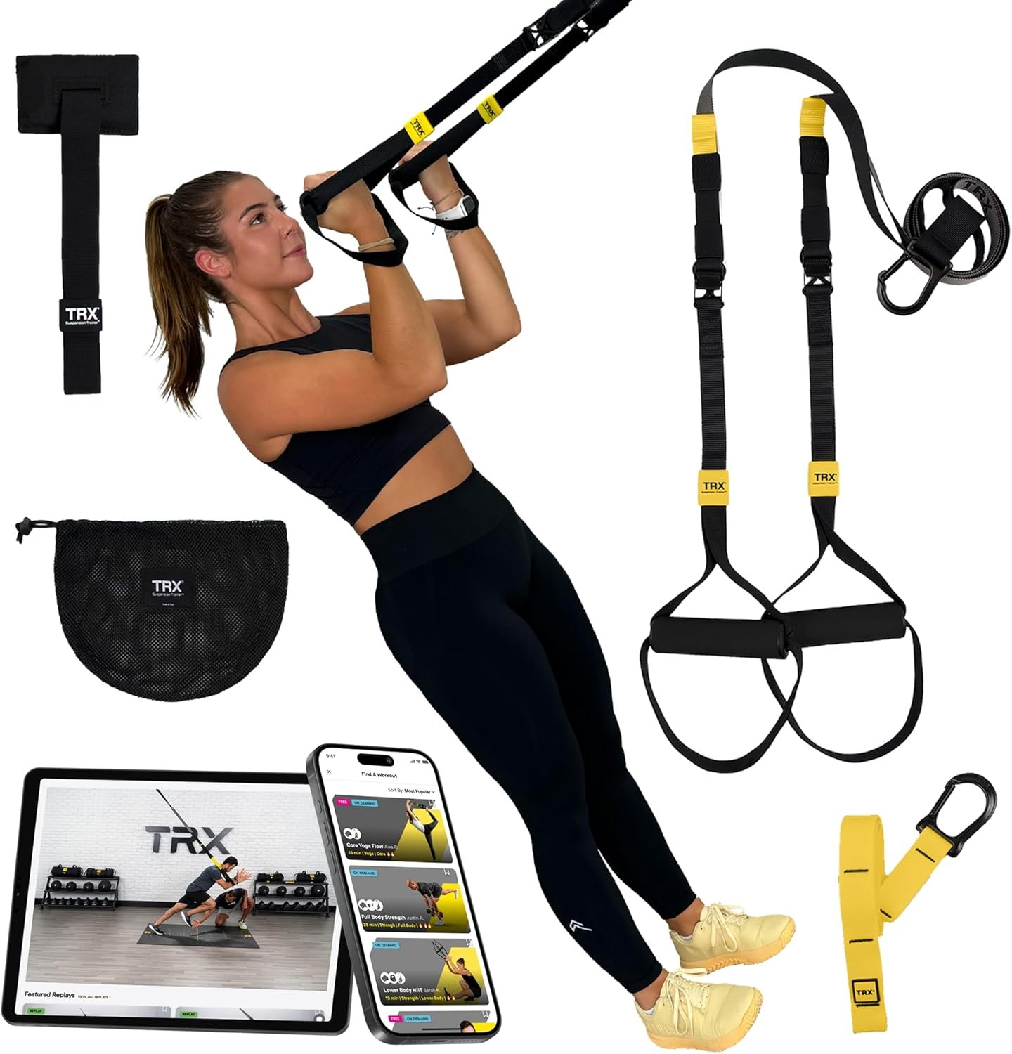 71gzgps13PL._AC_SL1500_.jpg TRX GO Suspension Trainer System, Full-Body Workout for All Levels & Goals, Lightweight & Portable, Fast, Fun & Effective Workouts, Home Gym Equipment or for Outdoor Workouts, Grey - Image 1