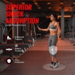 SUPERJARE 0.56'' Thick 24 Pcs 96 Sq Ft Rubber Top Exercise Equipment Mats, High Density EVA Foam Mats with Rubber Top, Interlocking Gym Flooring for Home Gym, Protective Workout Mat, Black - Image 3