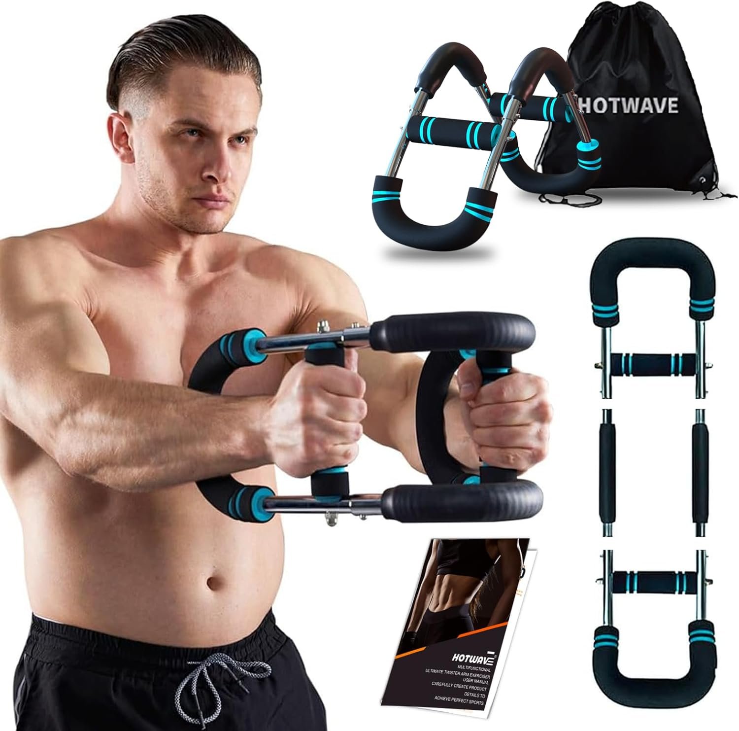 71iCryOBgDL._AC_SL1500_.jpg HOTWAVE Twister Arm Exerciser,Adjustable Spring Workout Bar, Forearm Triceps Chest Enhanced Exercise Strengthener,Portable Home Fitness Equipment (U60-100lbs kit) - Image 1