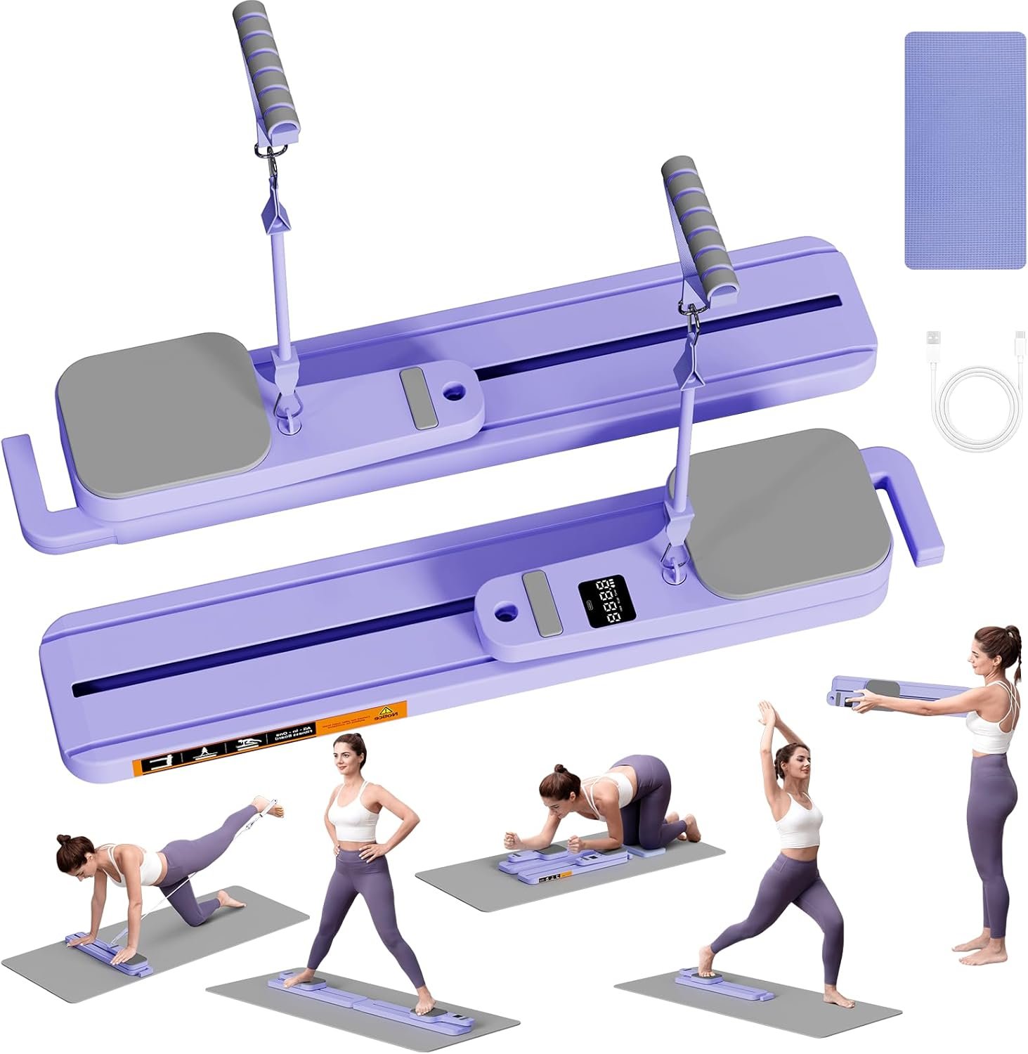 71im11AjIsL._AC_SL1500_.jpg Upgraded Pilates Reformer Machine - 6-in-1 Fitness Board & Pilates Equipment Set with Ab Workout Equipment, Multifunctional Push-Up Board, Resistance Bands, Balance Board & Timer for Full Body Workout - Image 1