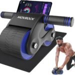 Ab Roller Wheel with Automatic Rebound for Home Gym Core Fitness, Sturdy Abdominal Exercise Equipment, Includes Knee Pad, Perfect for Ab Workouts and Strength Training
