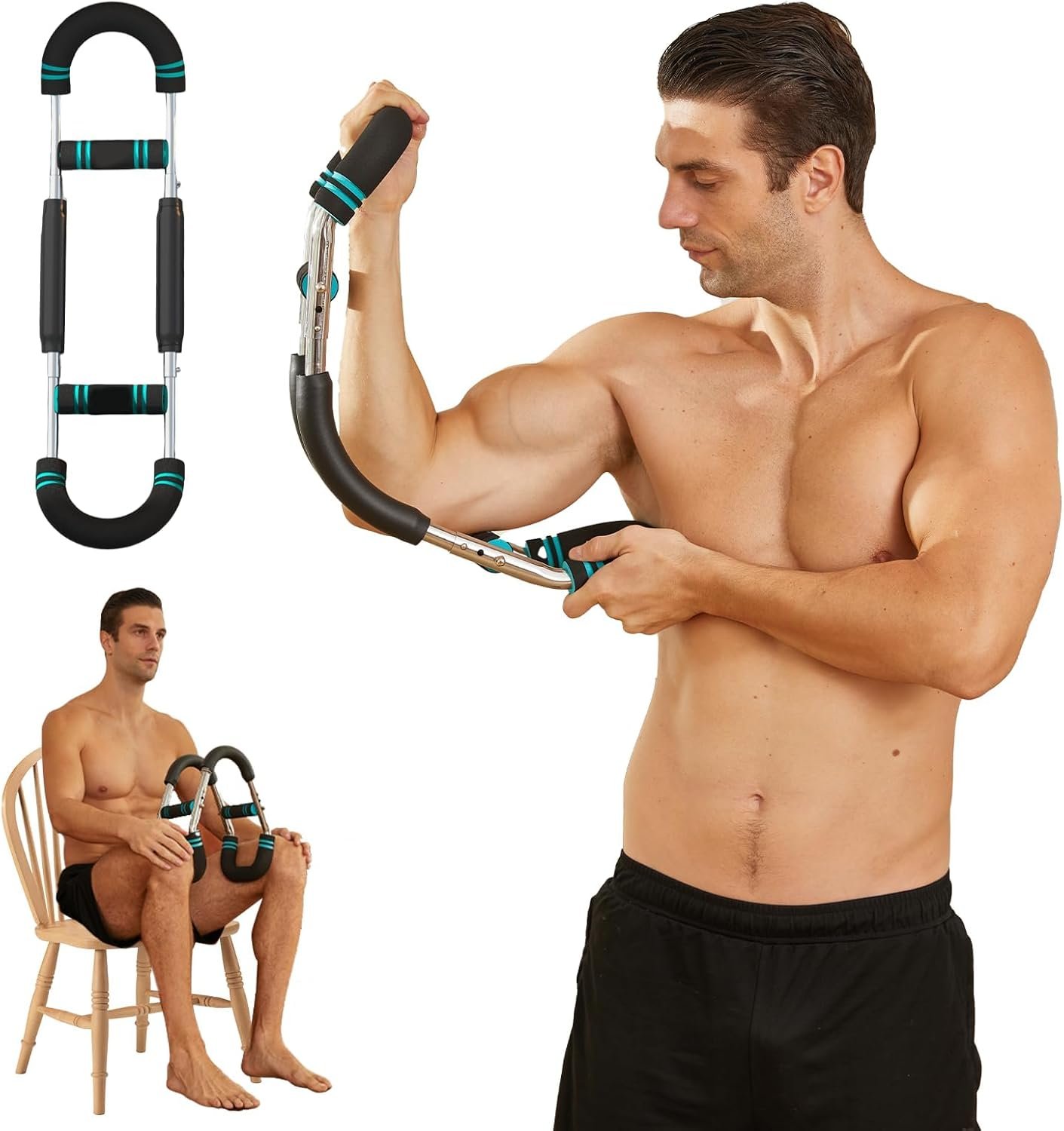 71jZuhqauNL._AC_SL1500_.jpg Twister Arm Exerciser Chest Workout,Portable Power Twister Bar,Muscular Strength Enhancer,Thigh Master Trainer Men,At Home Fitness Equipment - Image 1