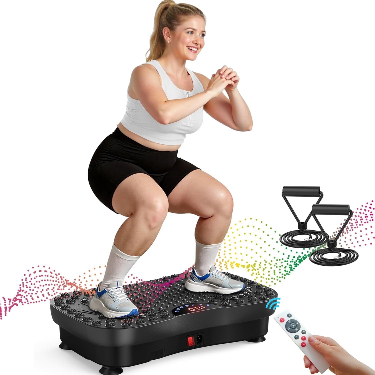 71mUd0j53aL._AC_SL1500_.jpg AXV Vibration Plate Exercise Machine Whole Body Workout Portable Mini Vibrate Fitness Platform Lymphatic Drainage Machine for Weight Loss Shaping Toning Wellness Home Gyms Workout (Mini) - Image 1