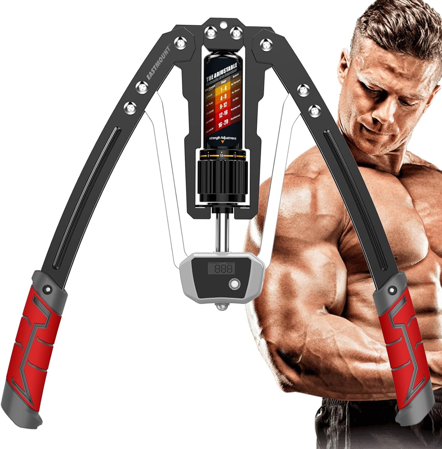71n64q-e2lL._AC_SL1500_.jpg EAST MOUNT Twister Arm Exerciser with Counter Display-Adjustable 22-440lbs Hydraulic Power, Home Chest Expander, Shoulder Muscle Training Fitness Equipment, Arm Exercise Strengthener - Image 1