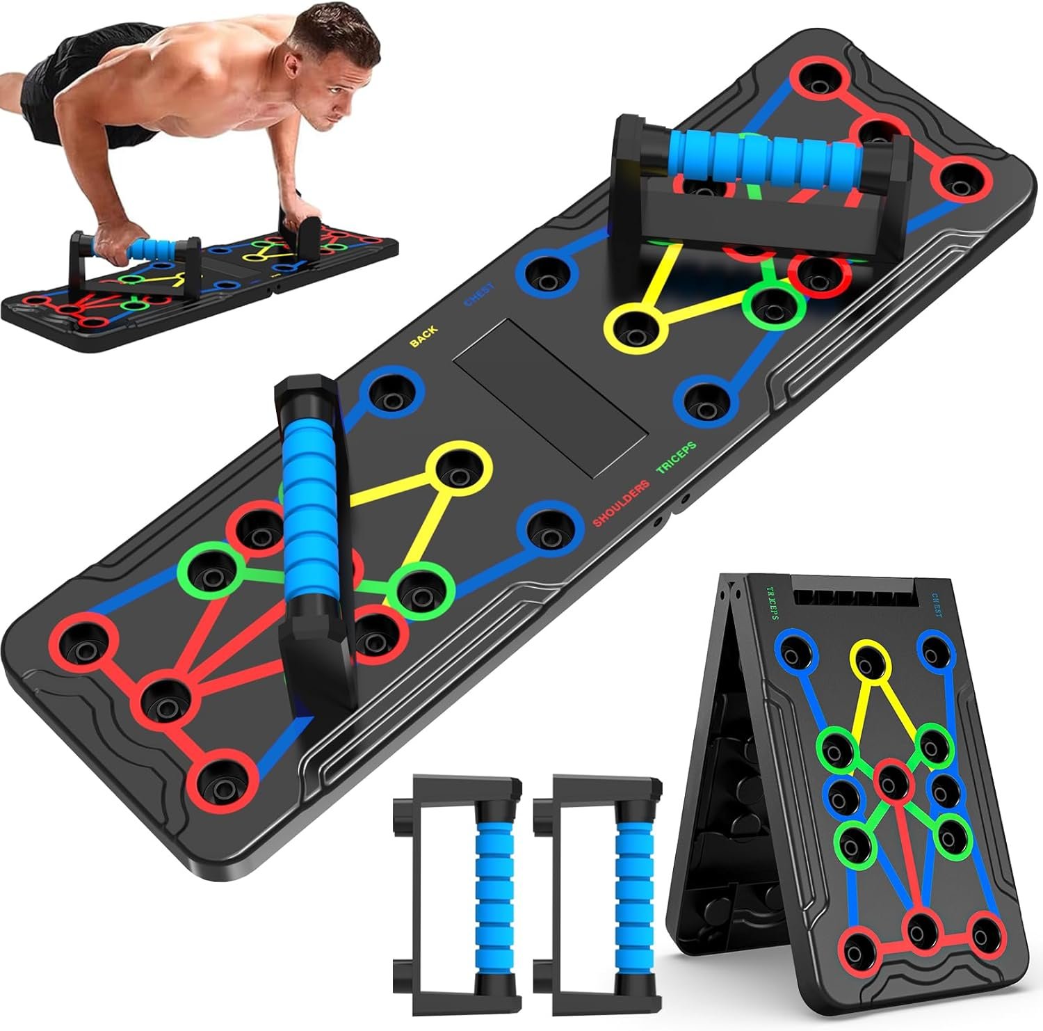 71op6M0I8VL._AC_SL1500_.jpg Solid Push Up Board 15 in 1 Home Workout Equipment Multi-Functional Pushup Stands System Fitness Floor Chest Muscle Exercise Professional Equipment Burn Fat Strength Training Arm Men & Women Weights - Image 1