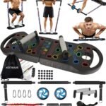 HOTWAVE Portable Exercise Equipment with 16 Gym Accessories.20 in 1 Push Up Board Fitness,Resistance Bands with Ab Roller Wheel,Full Body Workout at Home