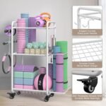 Weight Rack for Home Gym, All in One Yoga Mat Storage Rack, Workout Equipment Storage with Wheels and Hooks for Dumbbells Kettlebells Foam Rollers, Powder Coated - Image 2