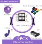 YXILEE Pilates Ring Circle Set - Workout at Home Workout Equipment Women - Booty Bands Stretching Equipment Pilates Mini Exercise Ball for Legs Arms and Thighs - Image 2