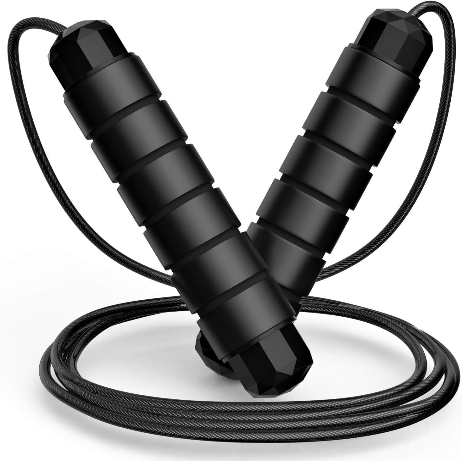 71wm42EtoNL._AC_SL1500_.jpg Jump Rope, Tangle-Free Rapid Speed Jumping Rope Cable with Ball Bearings for Women, Men, and Kids, Adjustable Steel Jump Rope Workout with Foam Handles for Fitness, Home Exercise & Slim Body - Image 1