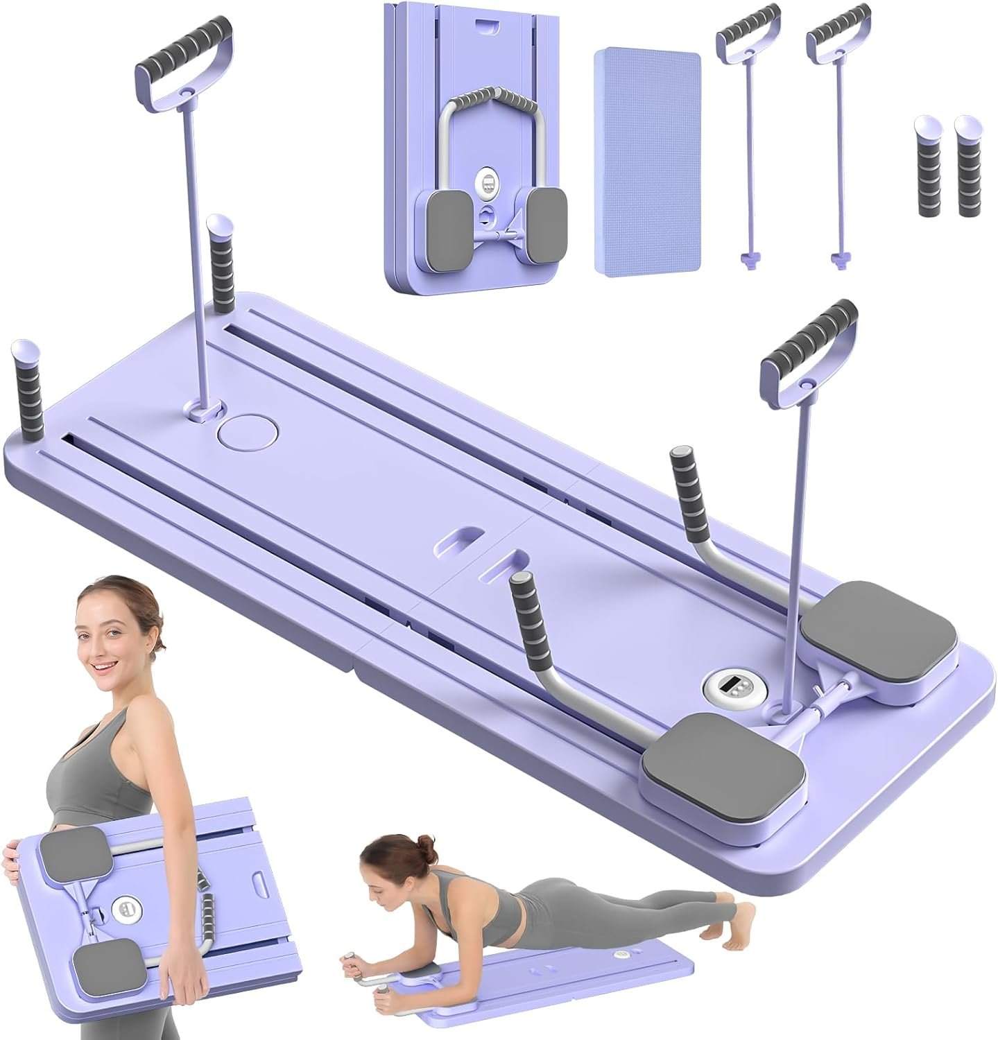 71xeS7zKmOL._AC_SL1500_.jpg JANUA Pilates Board - Pilates Reformer Set, Multi-Purpose Foldable Pilates Reformer Board for Home, 5 in 1 Pilates Sliding Board (Purple) - Image 1