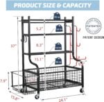 PLKOW Dumbbell Rack, Weight Rack for Dumbbells, Home Gym Storage for Dumbbells Kettlebells Yoga Mat and Balls, All in One Workout Storage with Wheels and Hooks, Powder Coated Finish Steel - Image 6