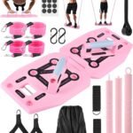 Home Gym Exercise Equipment - Portable Workout System 17 Fitness Accessories 9 in1 Push Up Board Set, Resistance Bands with Pilates Bar Strength Training Abs Shoulders