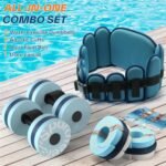 Sportneer Water Aerobics Pool Exercise Equipment Water Workout Combo Set Includes High Density Water Dumbbell Aqua Belt Water Ankle Weights for Aquatic Therapy Pool Fitness Water Exercise - Image 2