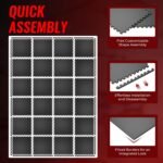 SUPERJARE 0.56'' Thick 24 Pcs 96 Sq Ft Rubber Top Exercise Equipment Mats, High Density EVA Foam Mats with Rubber Top, Interlocking Gym Flooring for Home Gym, Protective Workout Mat, Black - Image 8