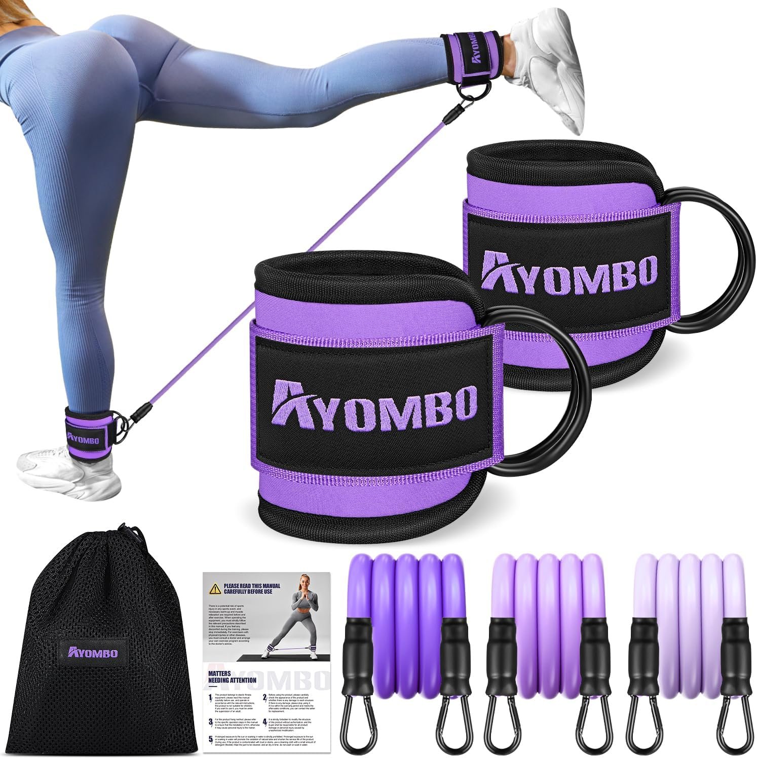 81bmRThzb-L._AC_SL1500_.jpg Ankle Resistance Bands with Cuffs, Home Gym Workout Equipment, Lifting Glute Butt Exercise Equipment for Women, Ankle Weights Fitness Set, Leg Booty Equipment for Training Perfect Body Shape - Image 1