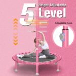 Foldable Mini Trampoline, 40" Rebounder Trampoline for Adults & Kids, 450lbs Capacity with T-Shaped Adjustable Bar, Indoor Fitness Workout Exercise Equipment - Image 3