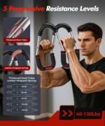 Twister Arm Trainer, Adjustable 5 Resistance Levels (40-130 lbs) Chest & Arm Workout Equipment for Men & Women, Ergonomic Home Gym Strength Trainer with Anti-Slip Handles & Carry Bag - Image 3