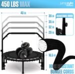 Jumpzylla Fitness Trampoline 40" or 48" | Foldable Mini Rebounder Trampoline for Adults with Bar | Durable, Quiet, Low-Impact Exercise Equipment for Indoor and Home Workouts (550 LBS Capacity) - Image 2