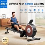 MERACH Rowing Machines for Home, Magnetic Rowing Machine with 16 Levels, Rower Machine of Quiet Resistance, Dual Slide Rail with Max 350lbs Weight Capacity, App Compatible - Image 2