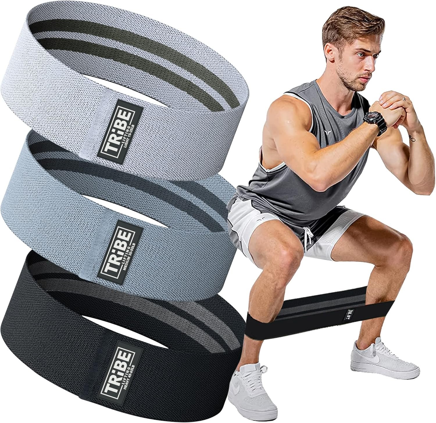 81sveAeXtjL._AC_SL1500_.jpg Fabric Resistance Bands for Legs - Workout Bands Resistance Bands for Men and Women - Booty Bands for Working Out - Exercise Bands Resistance Bands Set - Elastic Bands for Exercise - Image 1
